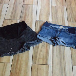 Lot of 2 Small Maternity Cutoff Jean shorts
